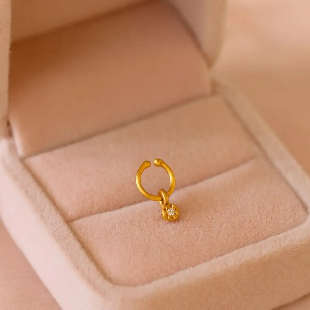 925 Sterling Silver White Cz Septum Nose Ring - 925 Sterling Silver : NP-00256