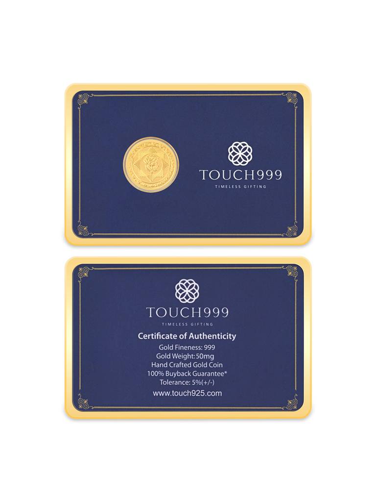 24K Pure 50 Mg Rose Star Relief Gold Coin : LTGC21