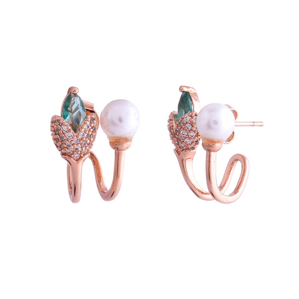 Blossom Aqua Pearl Stud Earrings : 8905124551983