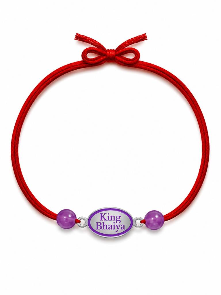 925 Sterling Silver King Bhaiya Premium Designer Rakhi With Roli-Chawal Set : SMK-RKH-013