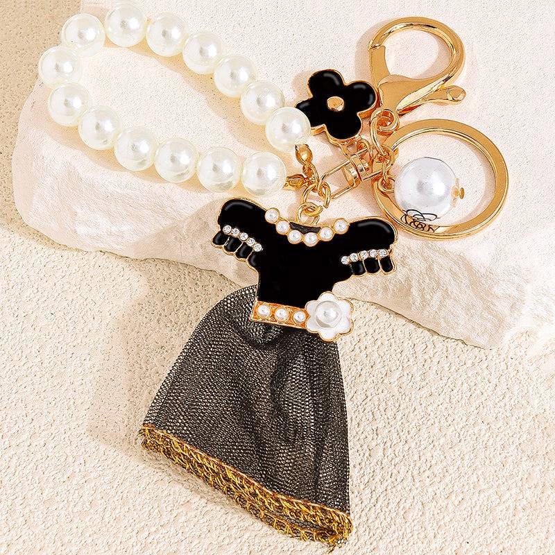 Pearls And Flowers Bag And Purse Charm : C-BG-0070-G-BK