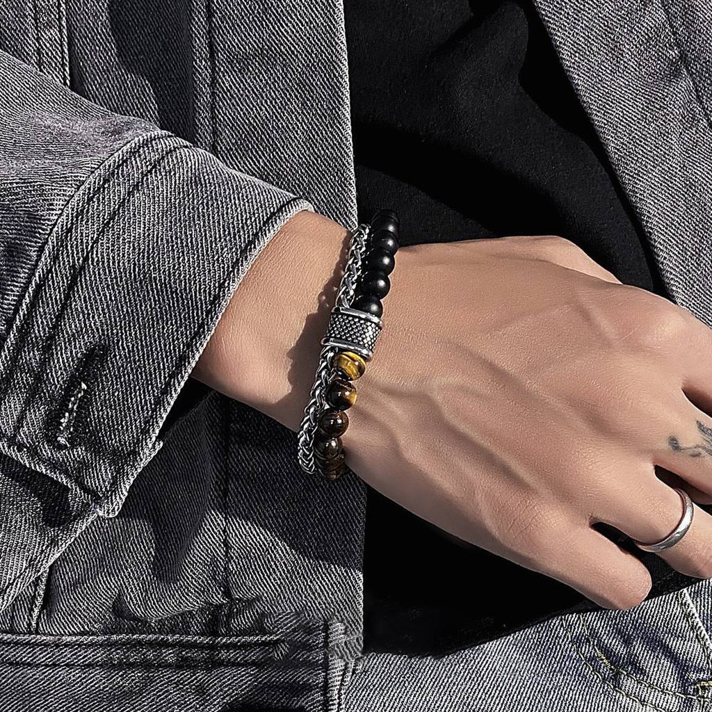 Tiger'S Eye Beaded Band : MB1S0791