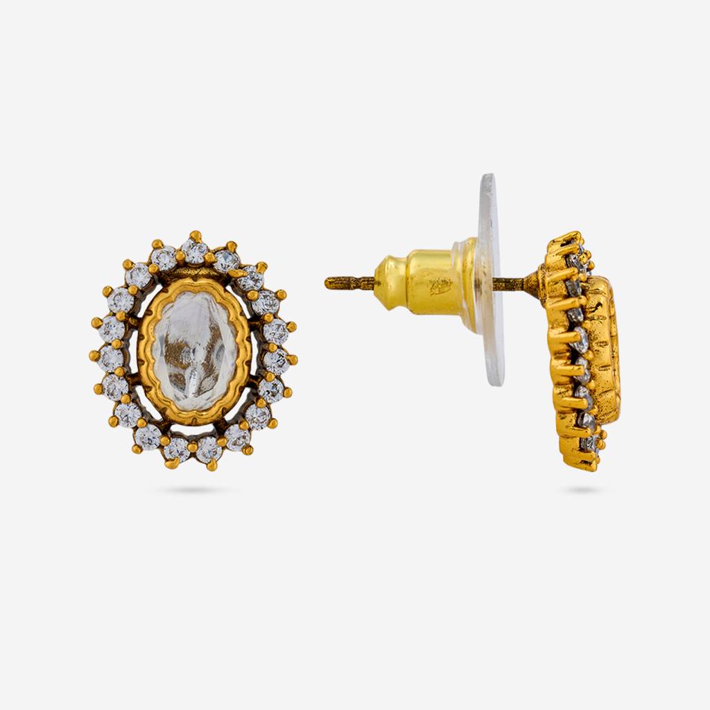 White Victorian - Plated Casual Wear Kundan Earring - 467986 : 467986