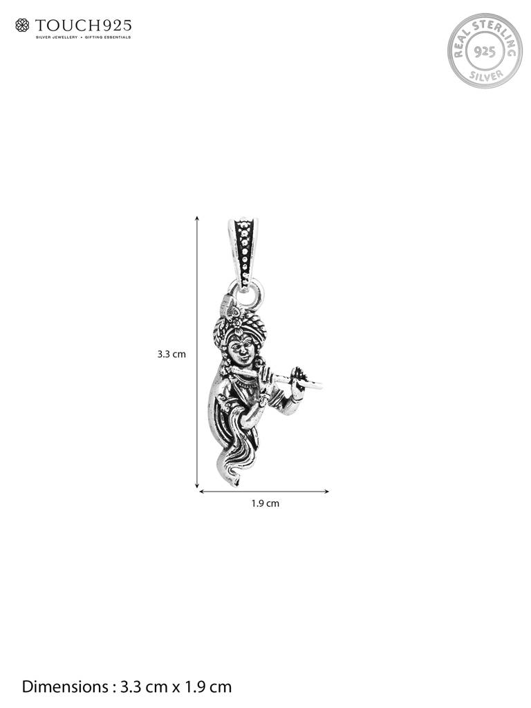 Touch925 Pure 925 Silver Divine Krishna Flute Pendant : BLGL111