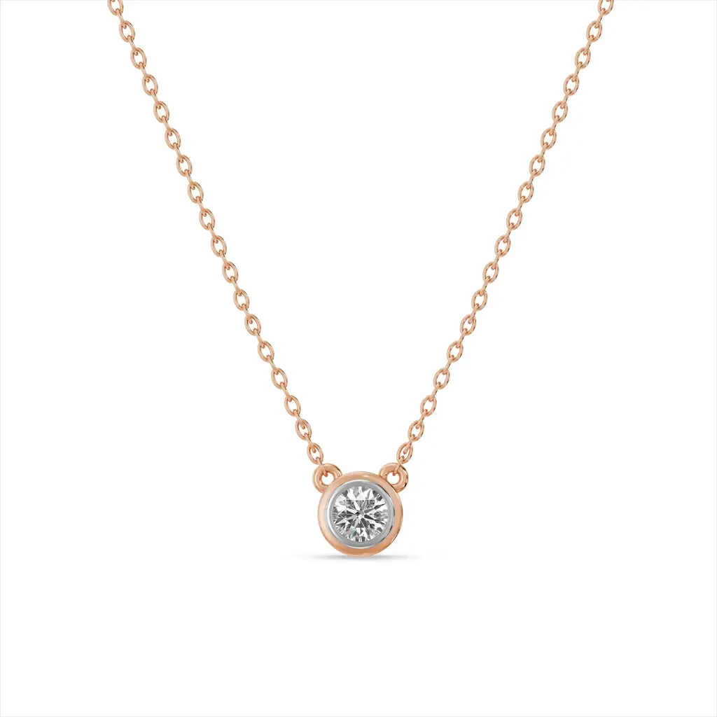 Single Solitaire 9Kt Gold Laboratory Grown Diamond Necklace : NK9WG0017