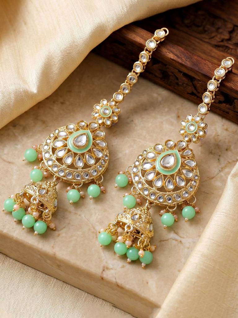 Bridal Kundan Jewellery Set With Hathphool & Nath : 2541-IZK-554-MNT