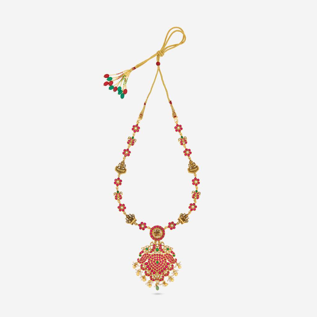 Ruby-Green Oxidised Gold - Plated Bridesmaid Temple Necklace - 464838 : 464838