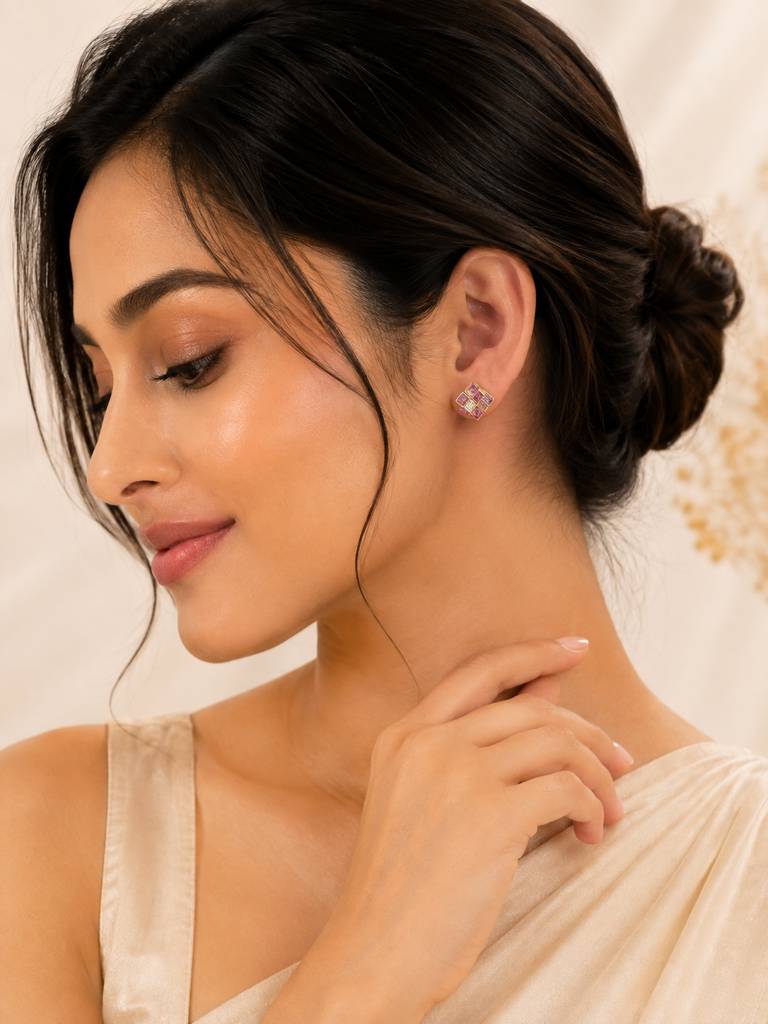 Gold Plated Cubic Crystal Earrings : AN-LJ-MA-0133-DE