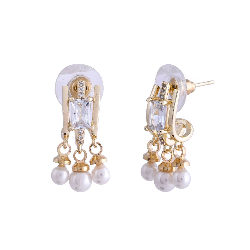 Sparkling Elegance Crystal Pearl Drop Stud Earrings : 8905124552805