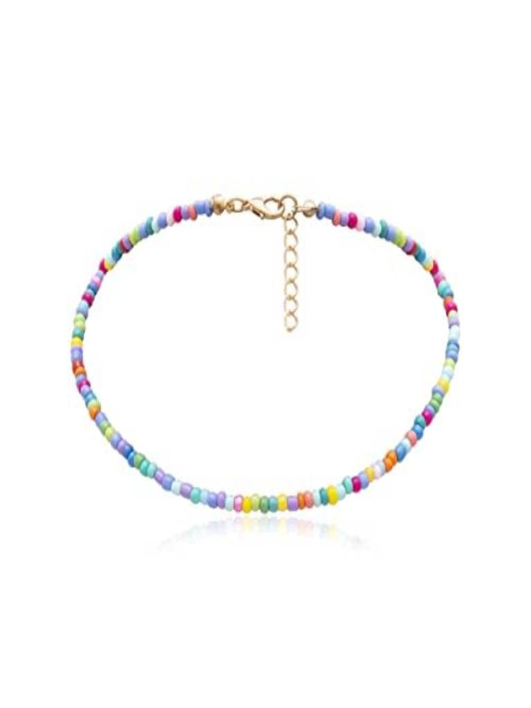 Bohemian Style Multicolor Beads Beaded Choker Necklace : ASX0722N2503MC