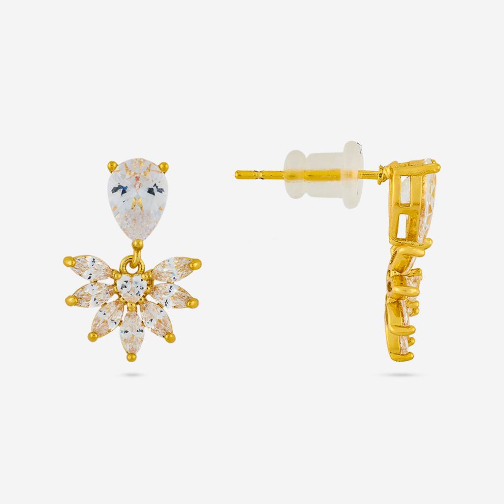 White Gold - Plated Casual Wear Trendy Zircon Earring - 460164 : 460164