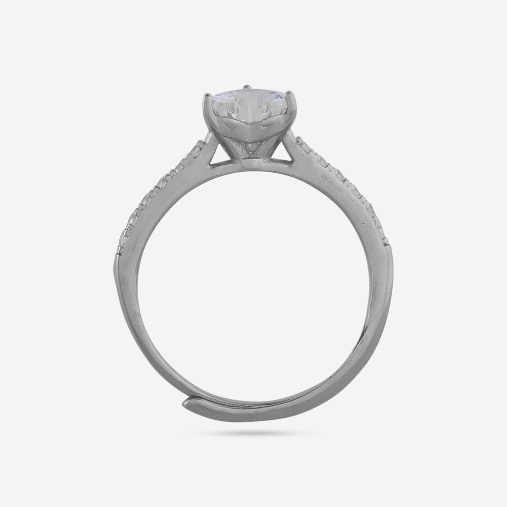 White - Plated Office Wear Silver Finger Ring - 473309 : 473310