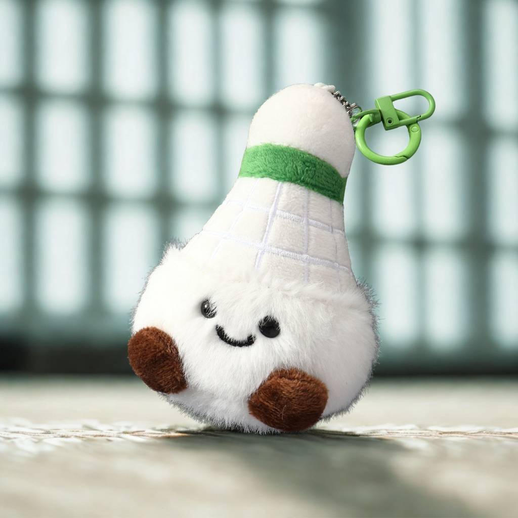 Adorable Plush Shuttlecock Charm For Bags & Backpacks : C-BG-0025-WH