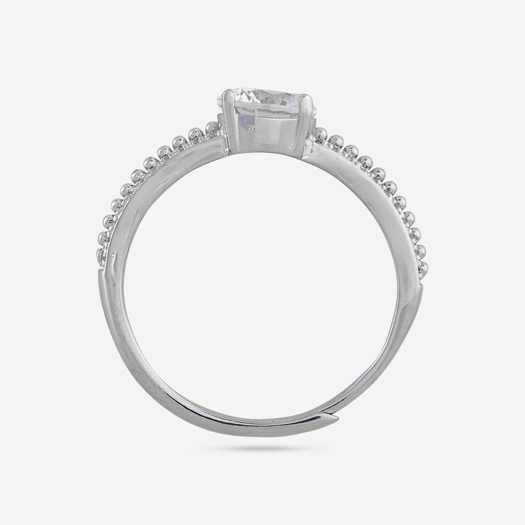 White - Plated Office Wear Silver Finger Ring - 473289 : 473290