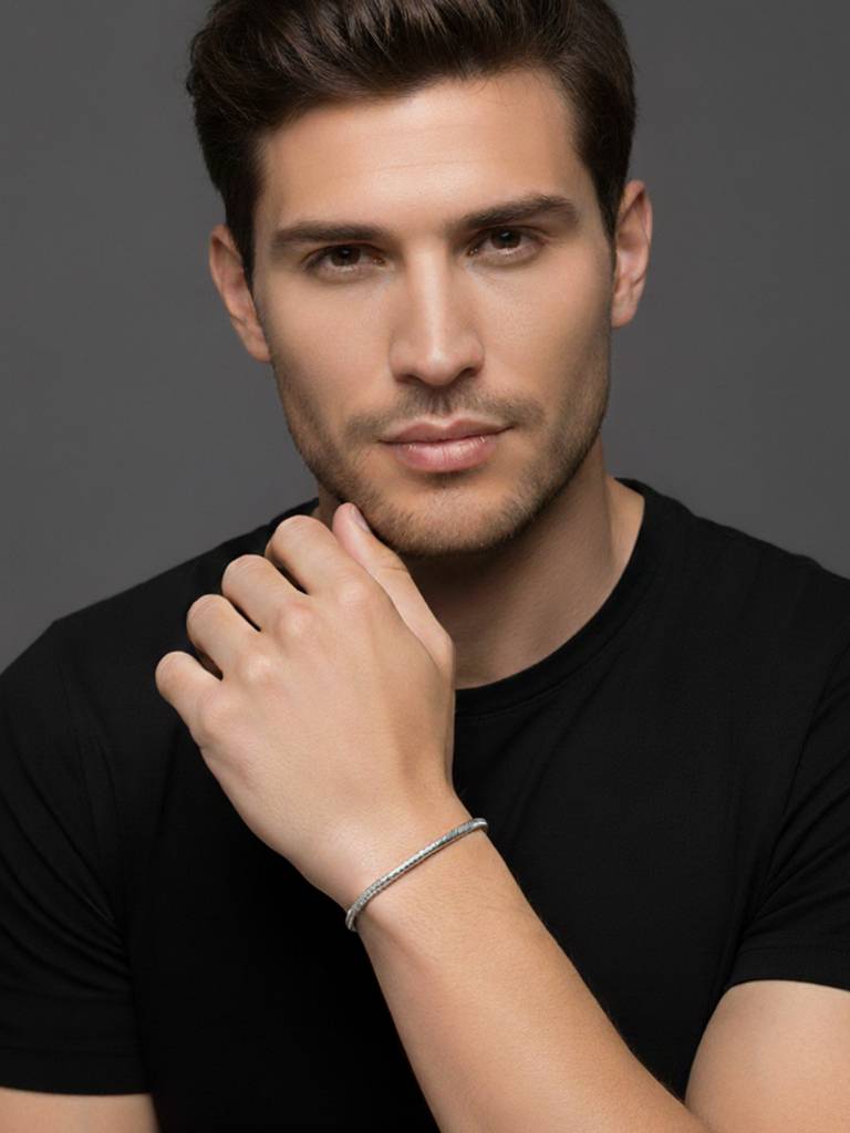 Combo Of Silver Plated Openable Fancy Bracelet For Boys With Cross Pendant With Cuban Chain Jewellery Gift F : PX5CH86-PX8B122
