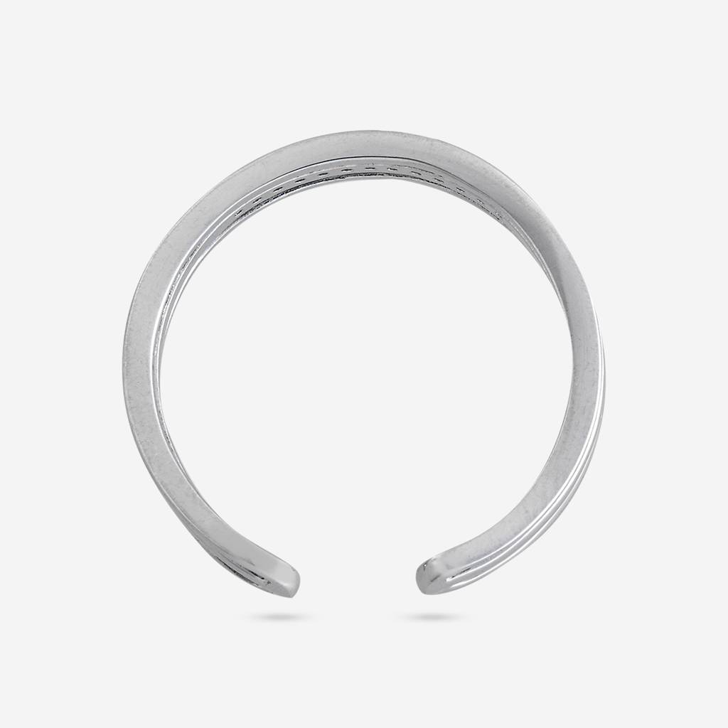 White Rodium Plated - Office Wear Silver Finger Ring - 466009 : 466009