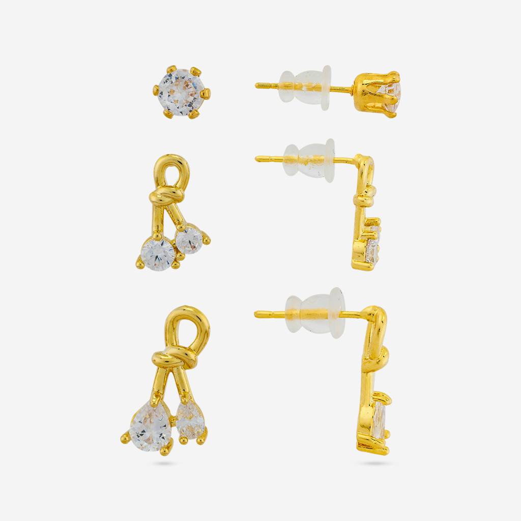 White Gold - Plated Casual Wear Trendy Zircon Earring - 460549 : 460549