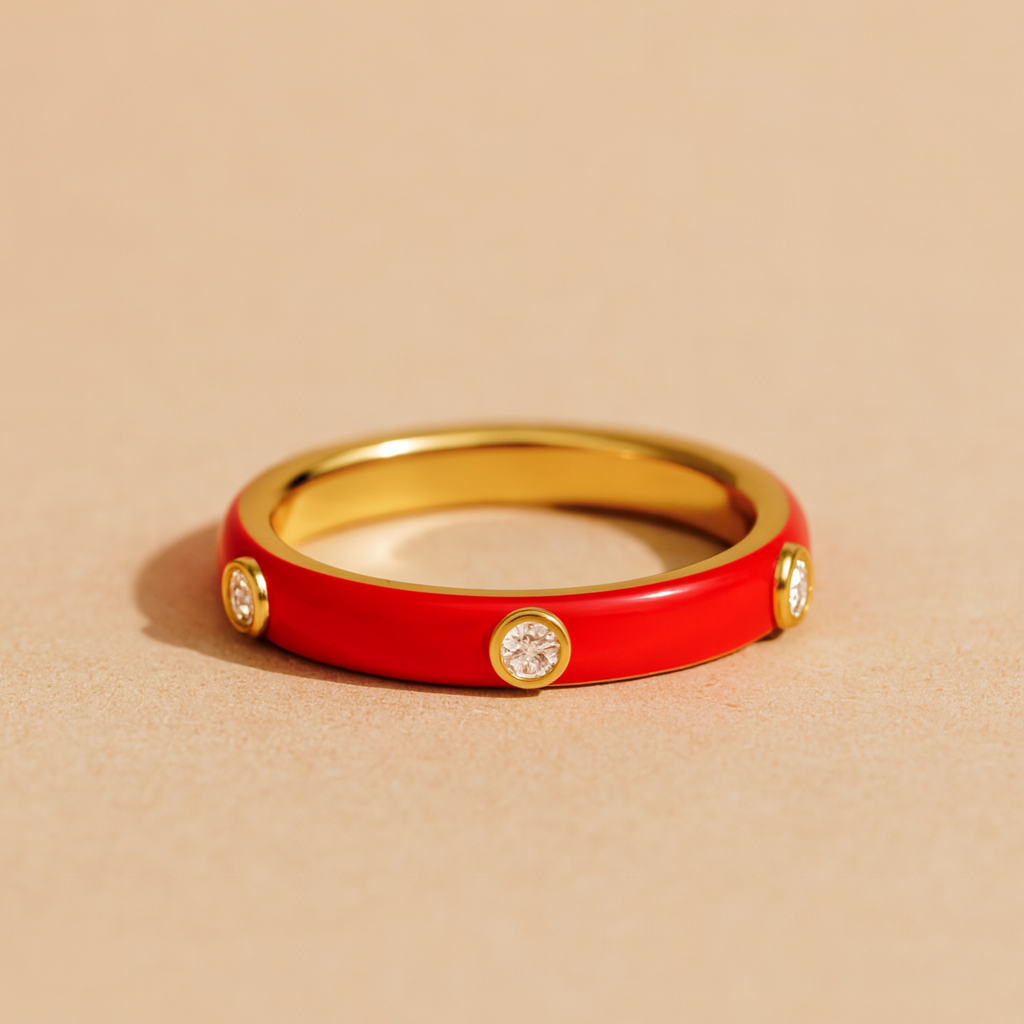 Orange Studded Enamel Ring : RIN_ORANGST_GV3_0034