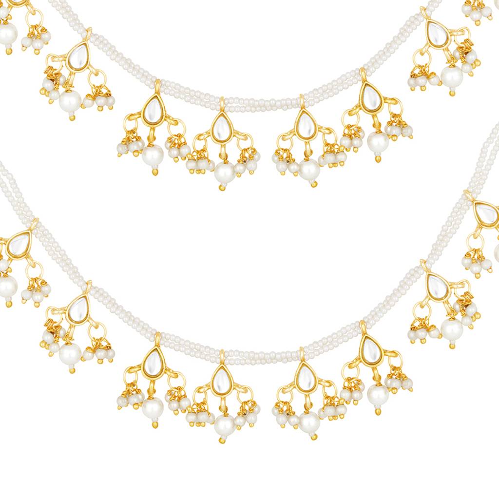 Peora Gold Plated Beads Studded Earrings Chain Hair Accessories Ethnic Fashion Stylish Jewellery Gift For Women & : PF37E2930W
