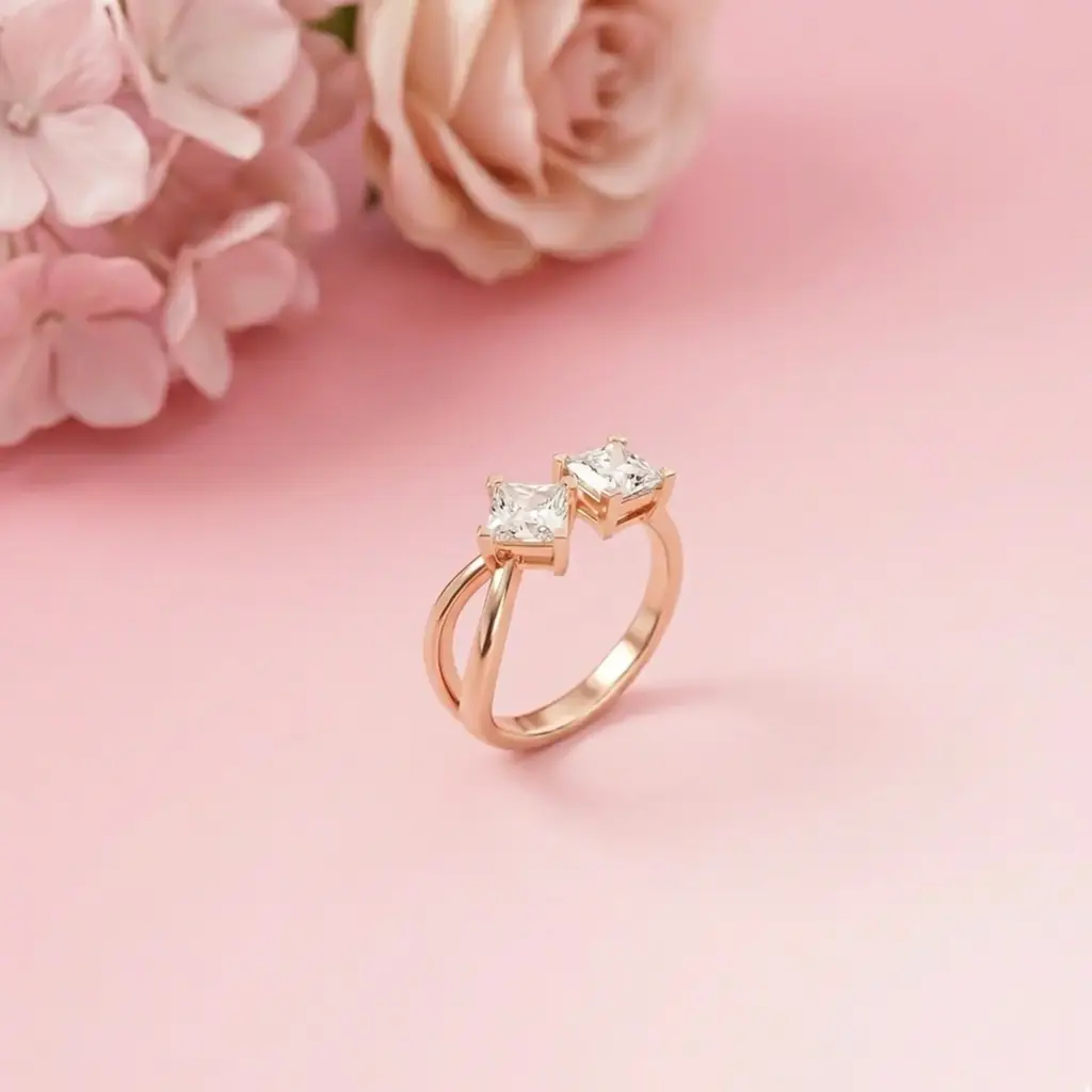 1Ct Moissanite Dual Princess Twist Ring : ZLM10015R-10N
