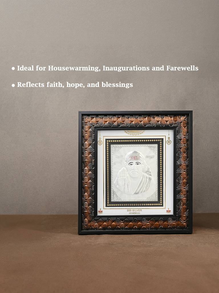 Pure 999 Silver Sai Baba Wall Frame : CZGFT349