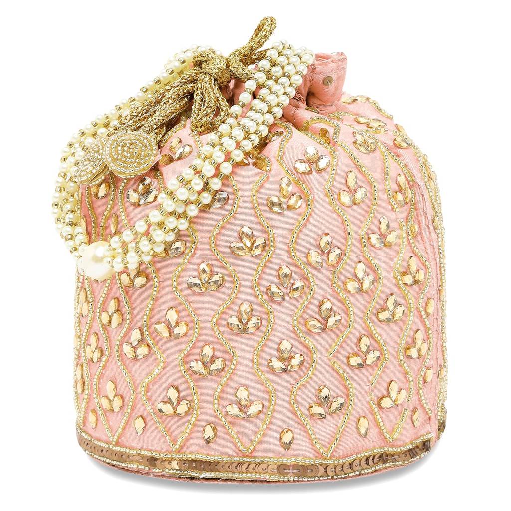 Potli Bag For Women Handmade Evening Wristlet Handbag Stylish Bridal Purse Fashion Bag For Girls (P88B) : P88PCH