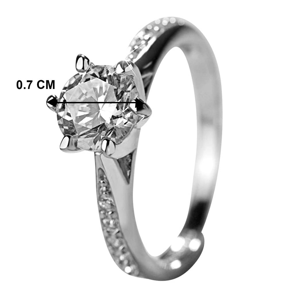 American Diamond Studded Silver Plated Finger Ring Fashion Wear Stylish Jewellery Gift For Girls & Women (Px8R110-7) : PX8R110-7