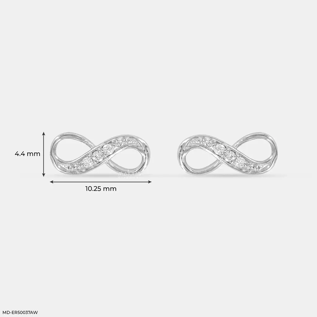 925 Sterling Silver Lab-Grown Diamond Infinity Stud Earrings : MD-ER50037AW