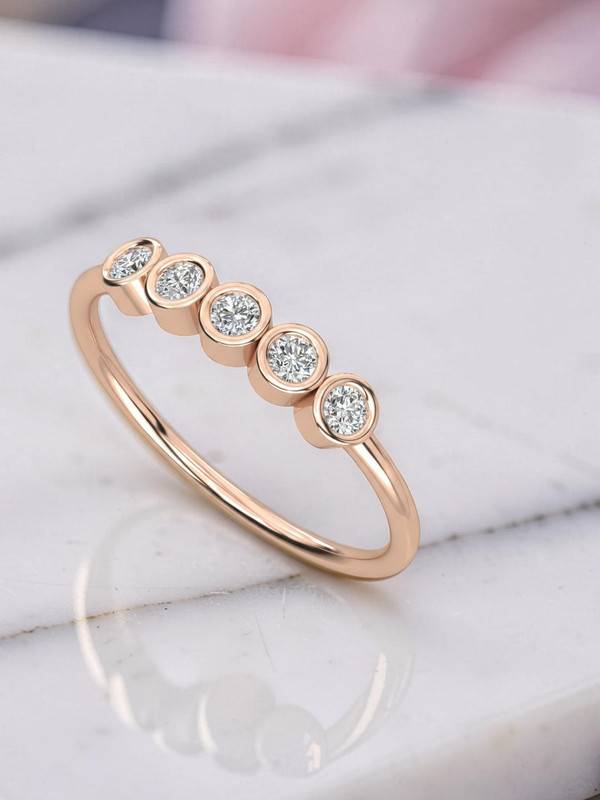 Bezel Set Contemporary Ring - In 925 Sterling Silver - White Finish : TGDR1195-R-6