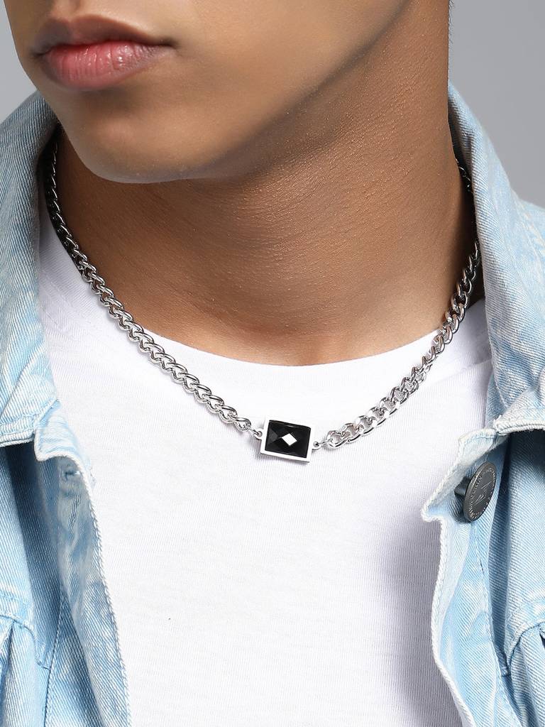 Men'S The Block Pendant Necklace - Metallic Silver : FAPD1178