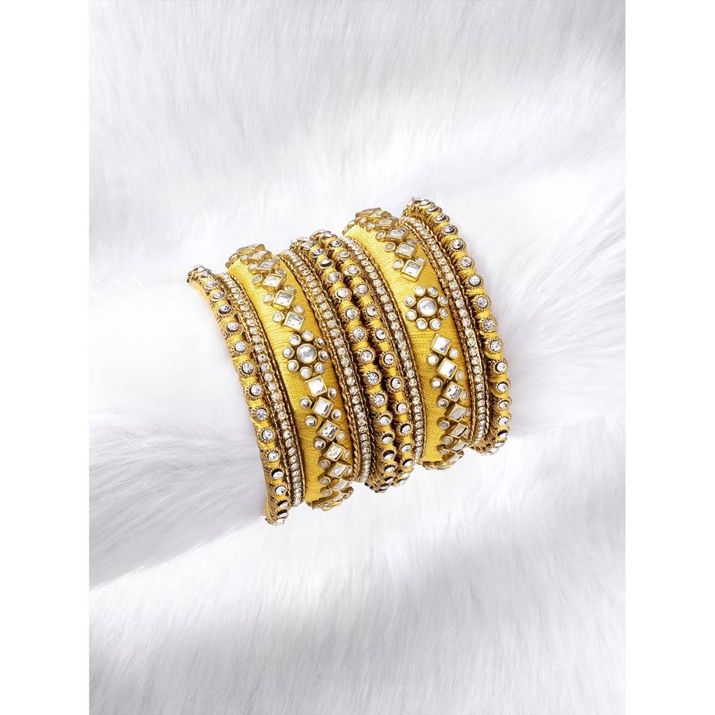 Peora Velvet Matching Fancy Silk Thread Chuda Bangle Set Navratri Gift For Women : PF51B46YW-8