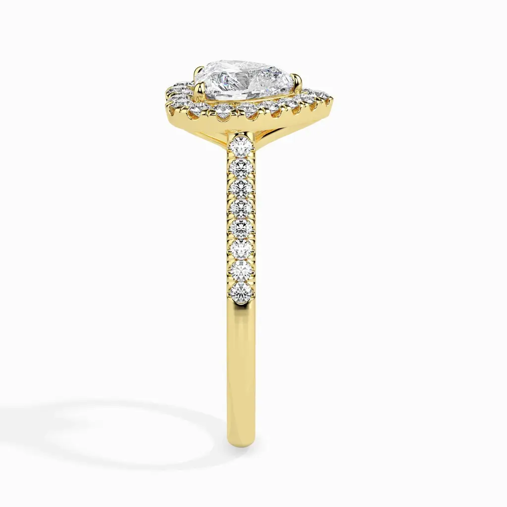 1 Carat Heart Solitaire Ring With Halo In Diamond Band : 09kYellowZNR161F10