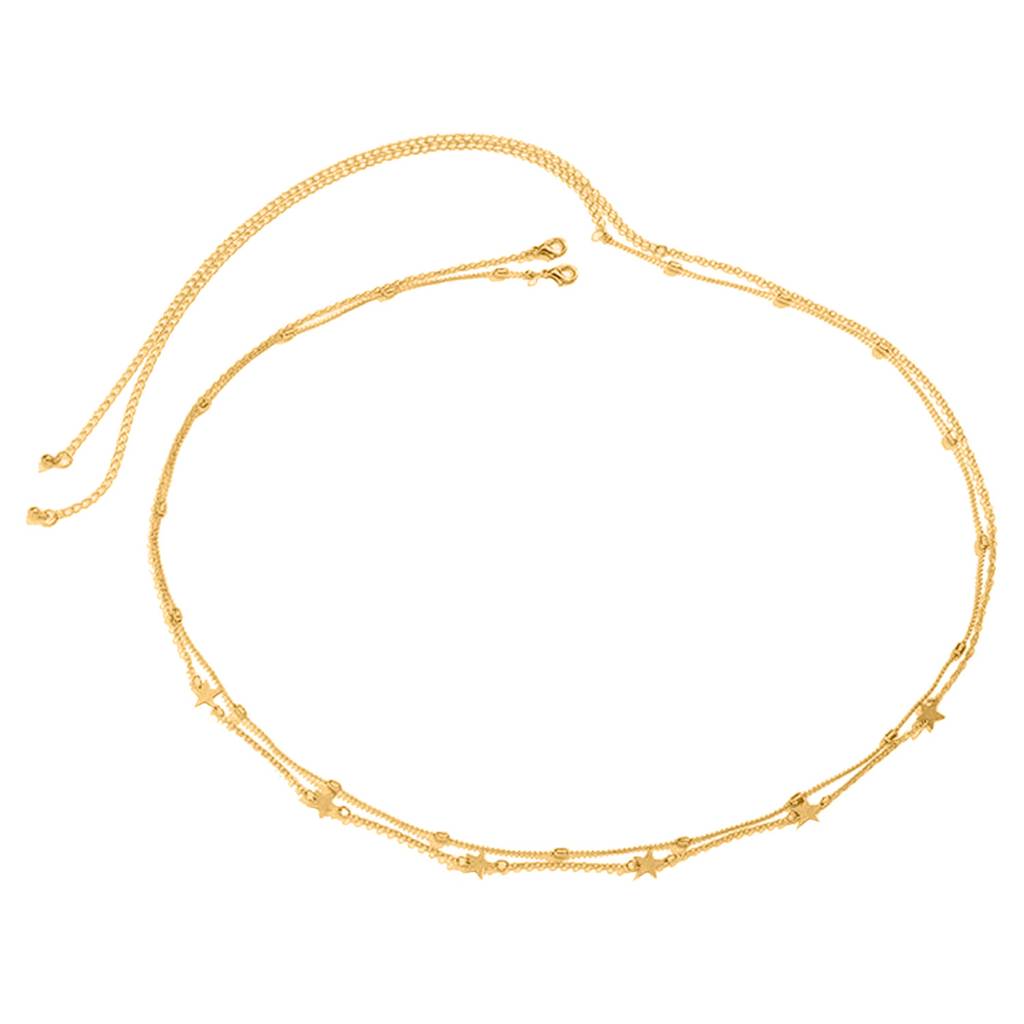 Peora Gold Plated Double Layer Star Style Waist Chain Karmarbadhan Belly Chain Jewellery Gift For Women & Girl : PX8BCH046G