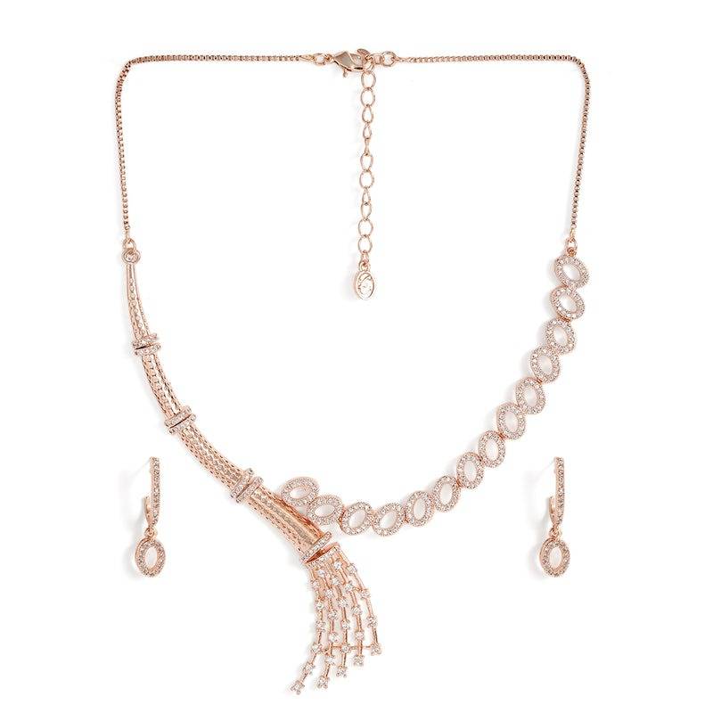 Luxury Cz Tassel Necklace Set For Women|Occasion Wear : AD-892-RGWENKER