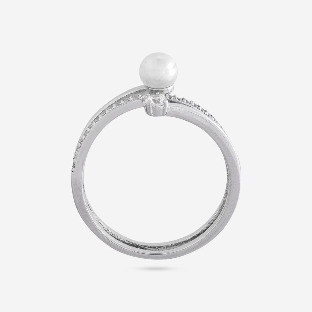 White Rodium Plated - Office Wear Silver Finger Ring - 465676 : 465676