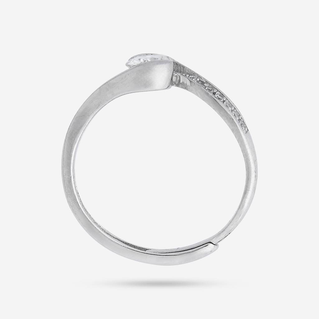 White Rhodium - Plated Office Wear Silver Finger Ring - 448452 : 448452