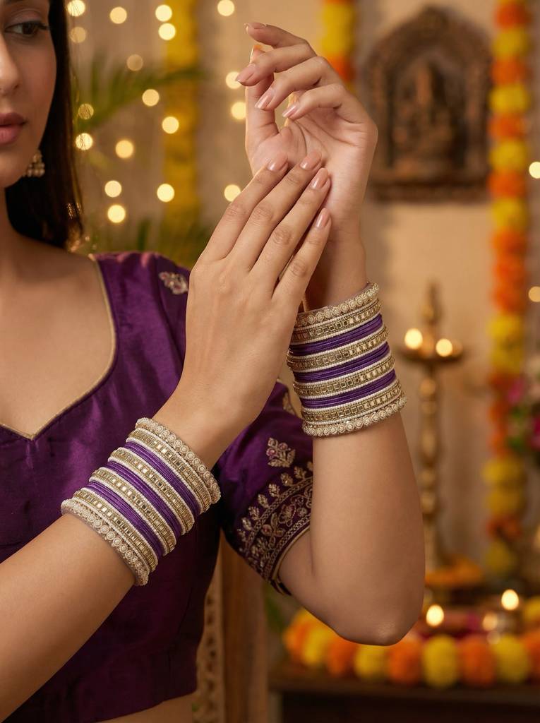 Traditional Kundan Bangles : HB-68-24-JAMLI