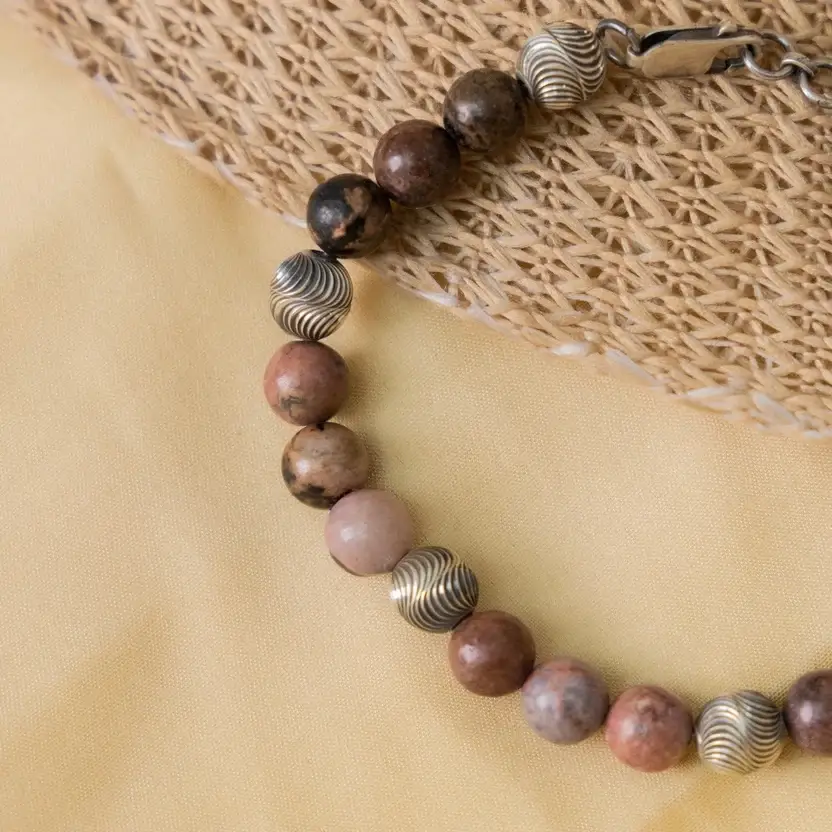 Rhodonite Silver Bracelet : ZV-BRC-NAT-009