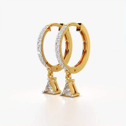 18K Gold Vermeil Trillion Drop Earrings With Cz Diamond : KED0007-Gold