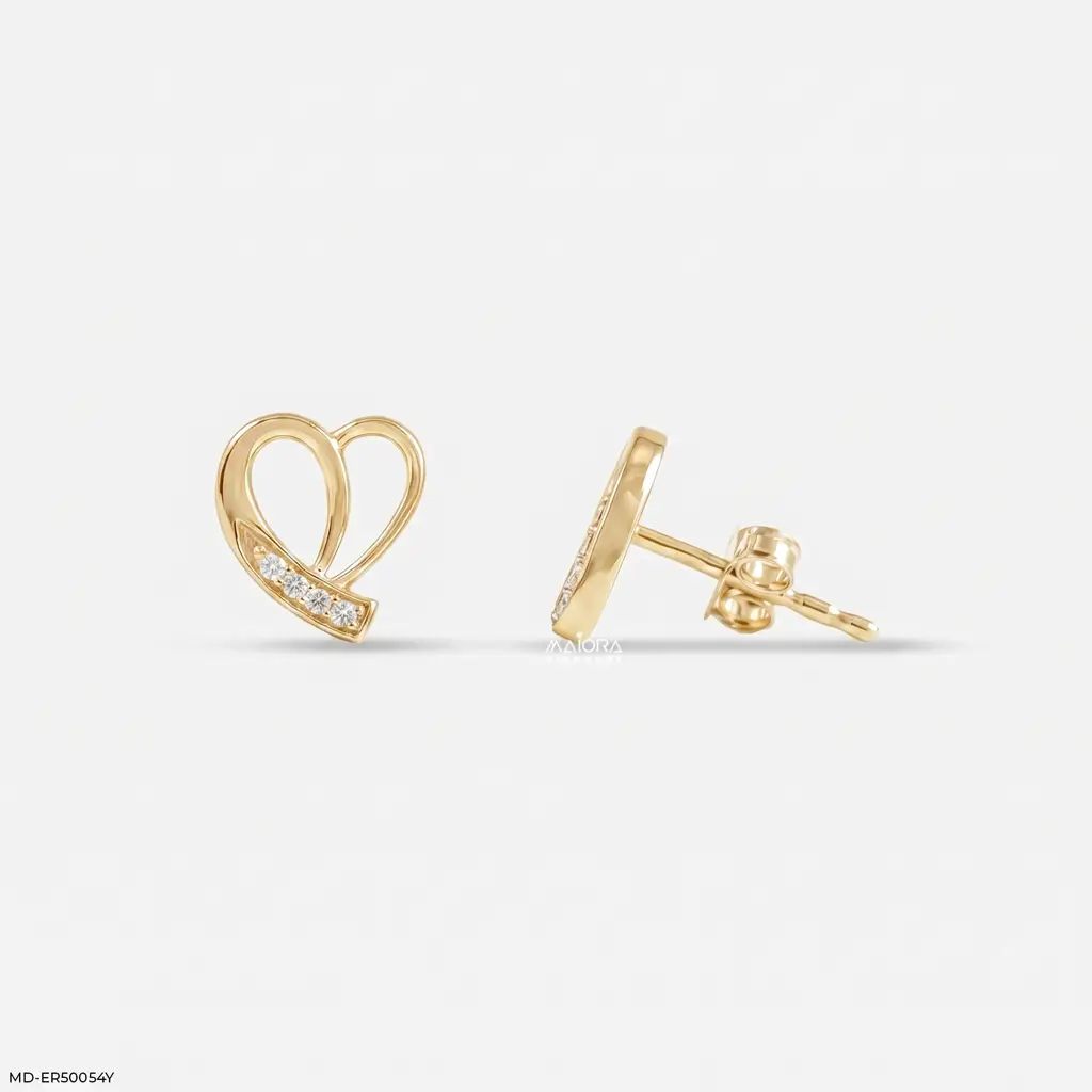 Stellar Open Heart 18K Yellow Gold-Plated 925 Silver Lab Diamond Studs : MD-ER50054Y