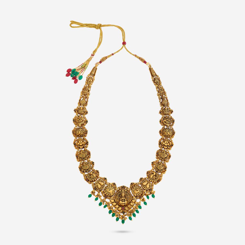 Ruby-Green Oxidised Gold - Plated Bridesmaid Temple Necklace - 462066 : 462066