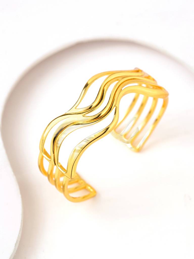Flow Tide Golden Wave Cuff Adjustable Bracelet : 8905124576771