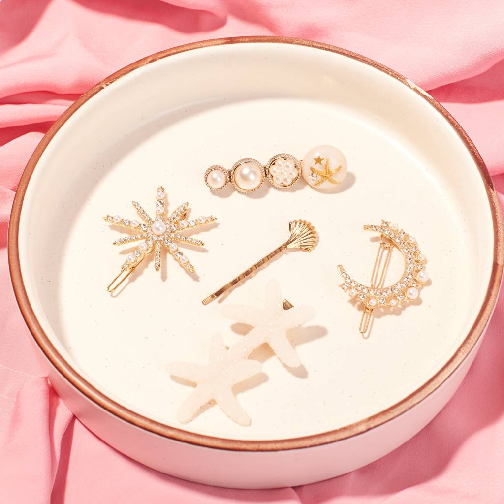 Set Of 5 Beach Hair Pins : HX-HP-C5-0039-G