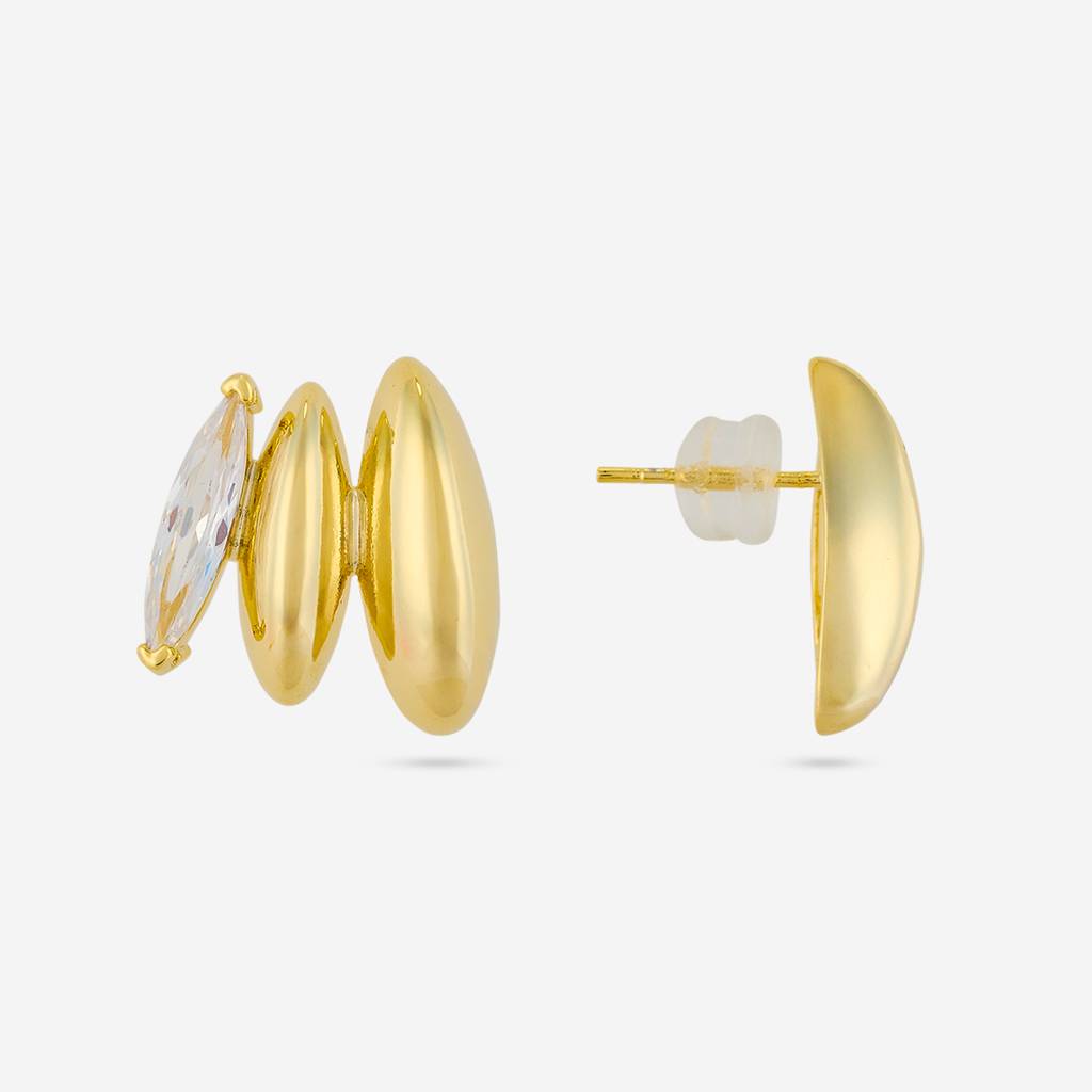 White Gold - Plated Casual Wear Trendy Zircon Earring - 459021 : 459021