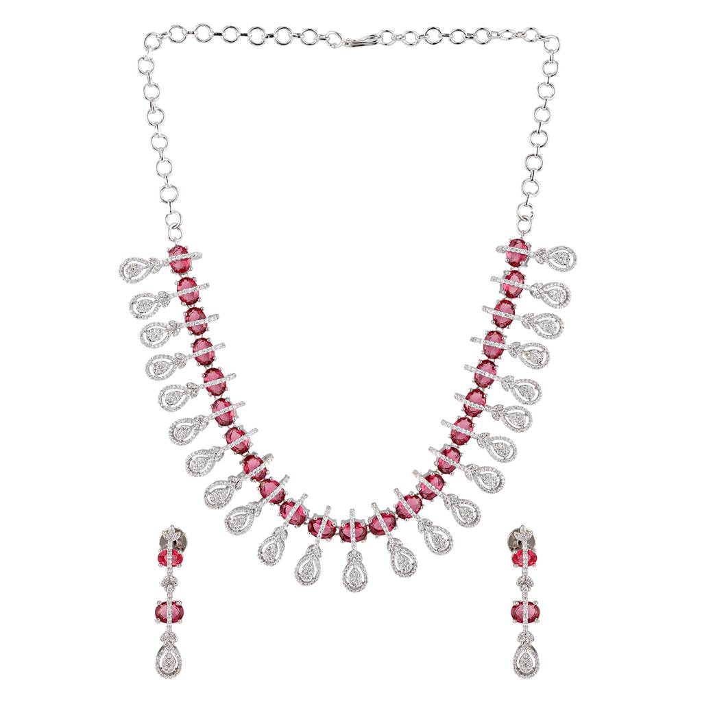 Sparkling Essentials Rubelle American Diamond Necklace Set : 8905124561043