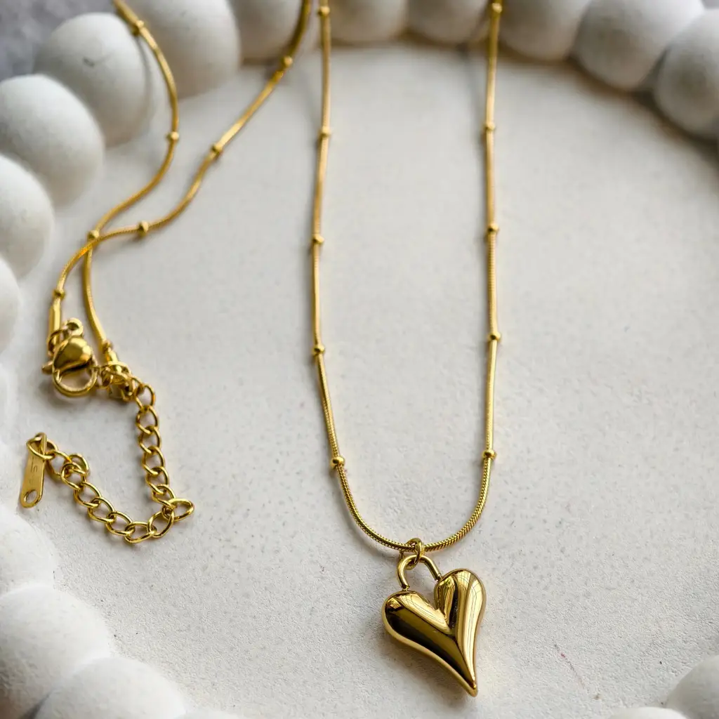 Lena Puff Heart Necklace : PST056-1