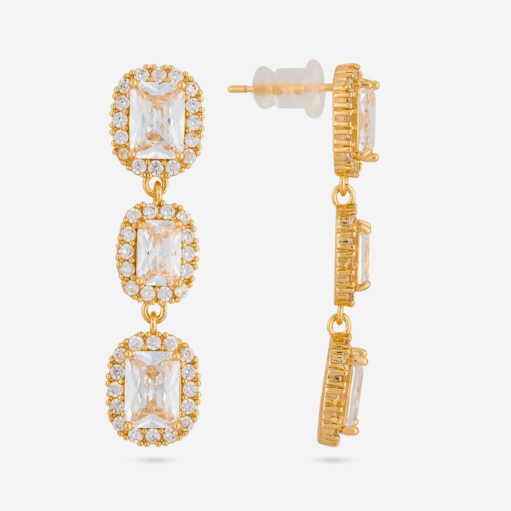 White - Plated Casual Wear Trendy Zircon Earring - 467009 : 467009