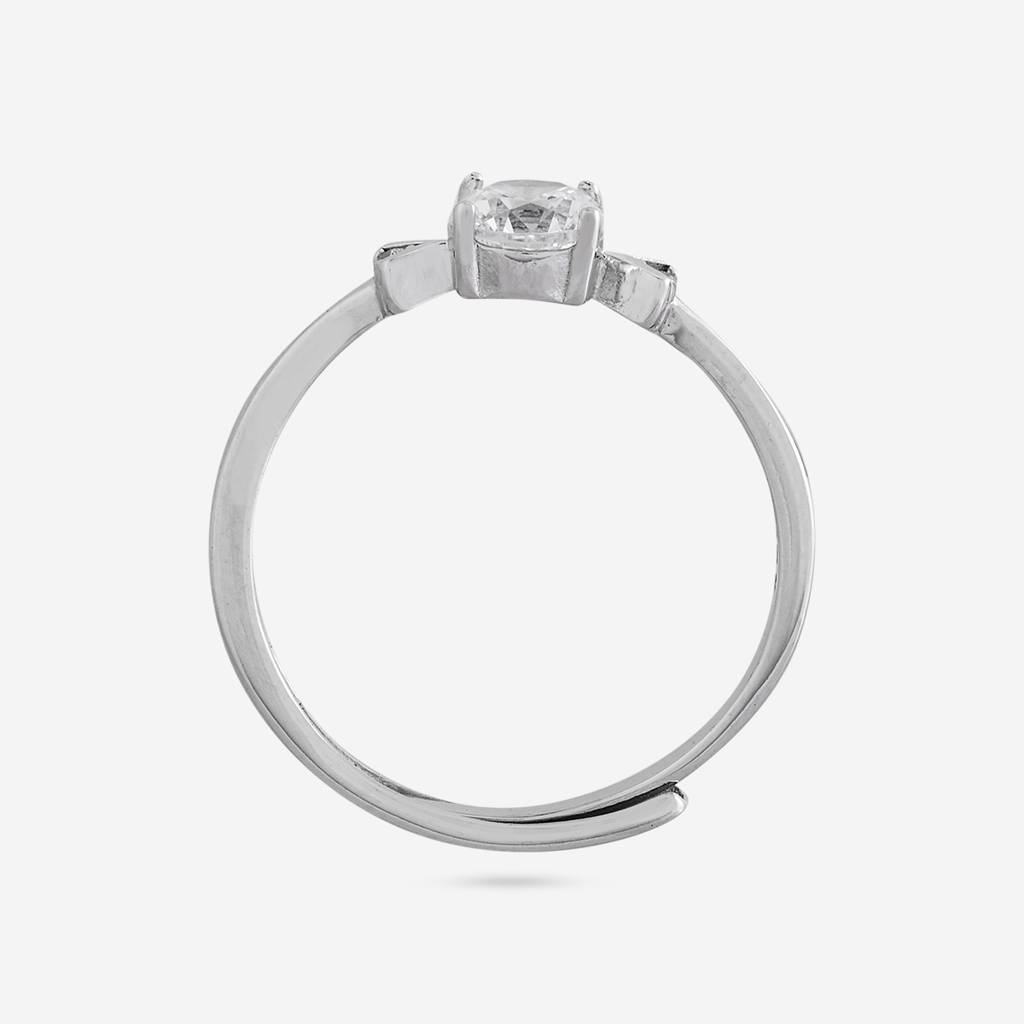White Rodium Plated - Office Wear Silver Finger Ring - 465670 : 465670