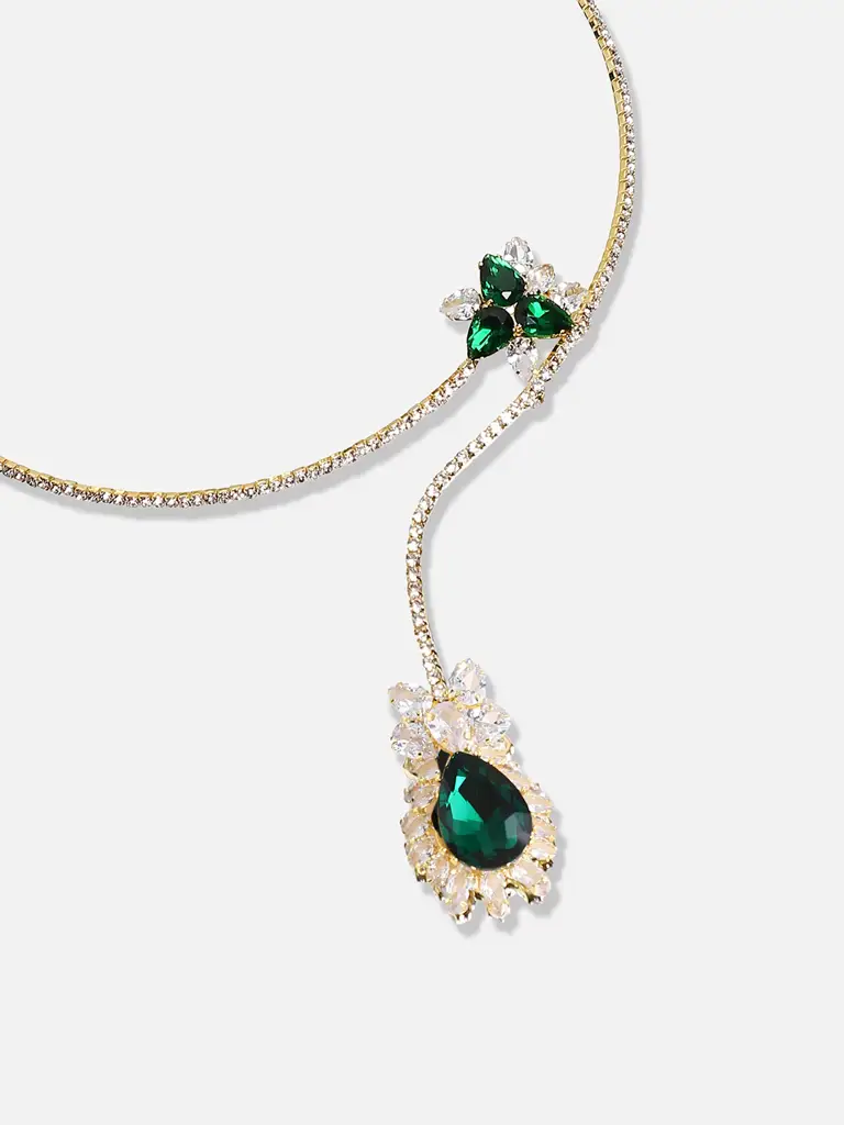 Women Artificial Stones Studded Open Necklace : SOHNCK3389