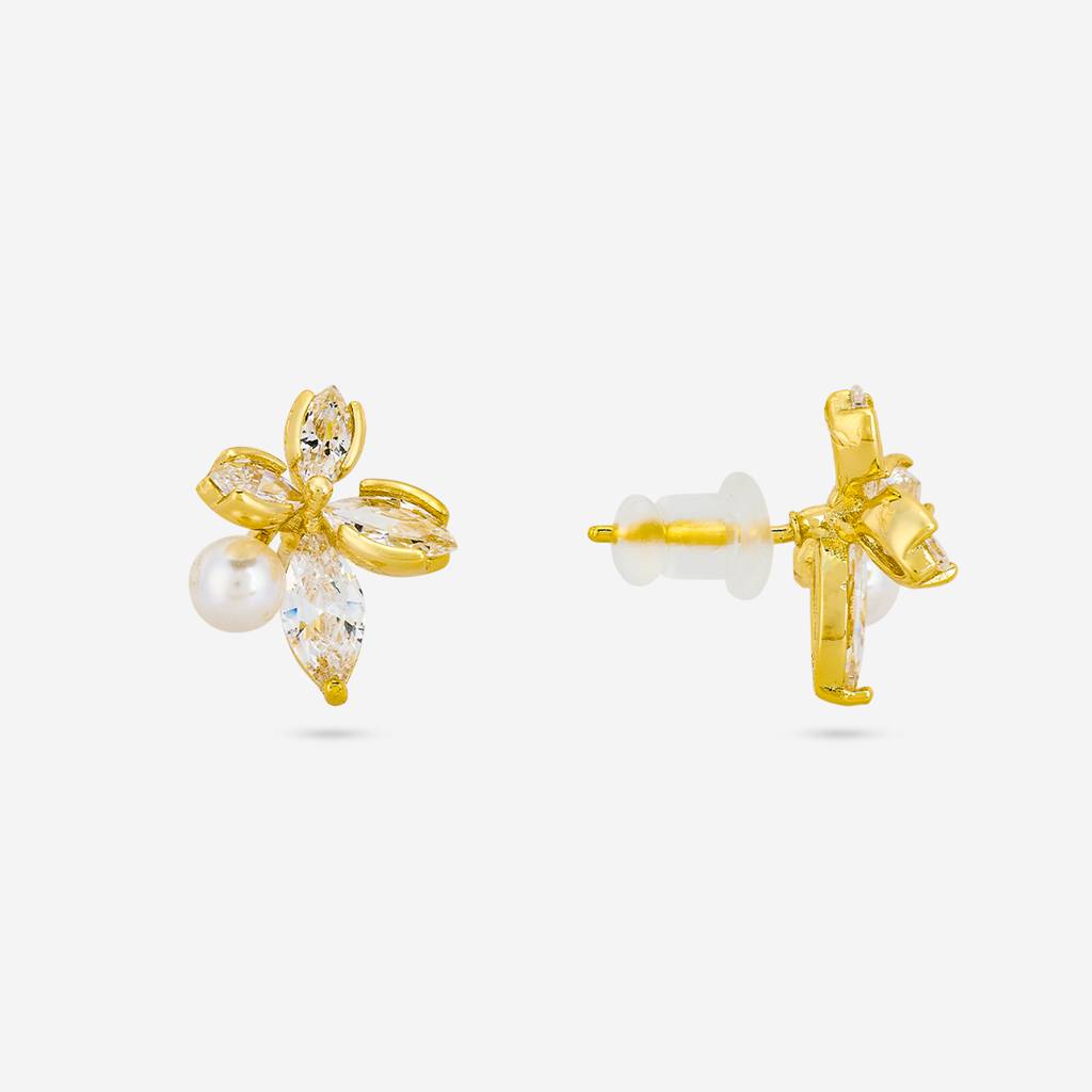 Pearl Gold - Plated Casual Wear Trendy Zircon Earring - 460357 : 460357